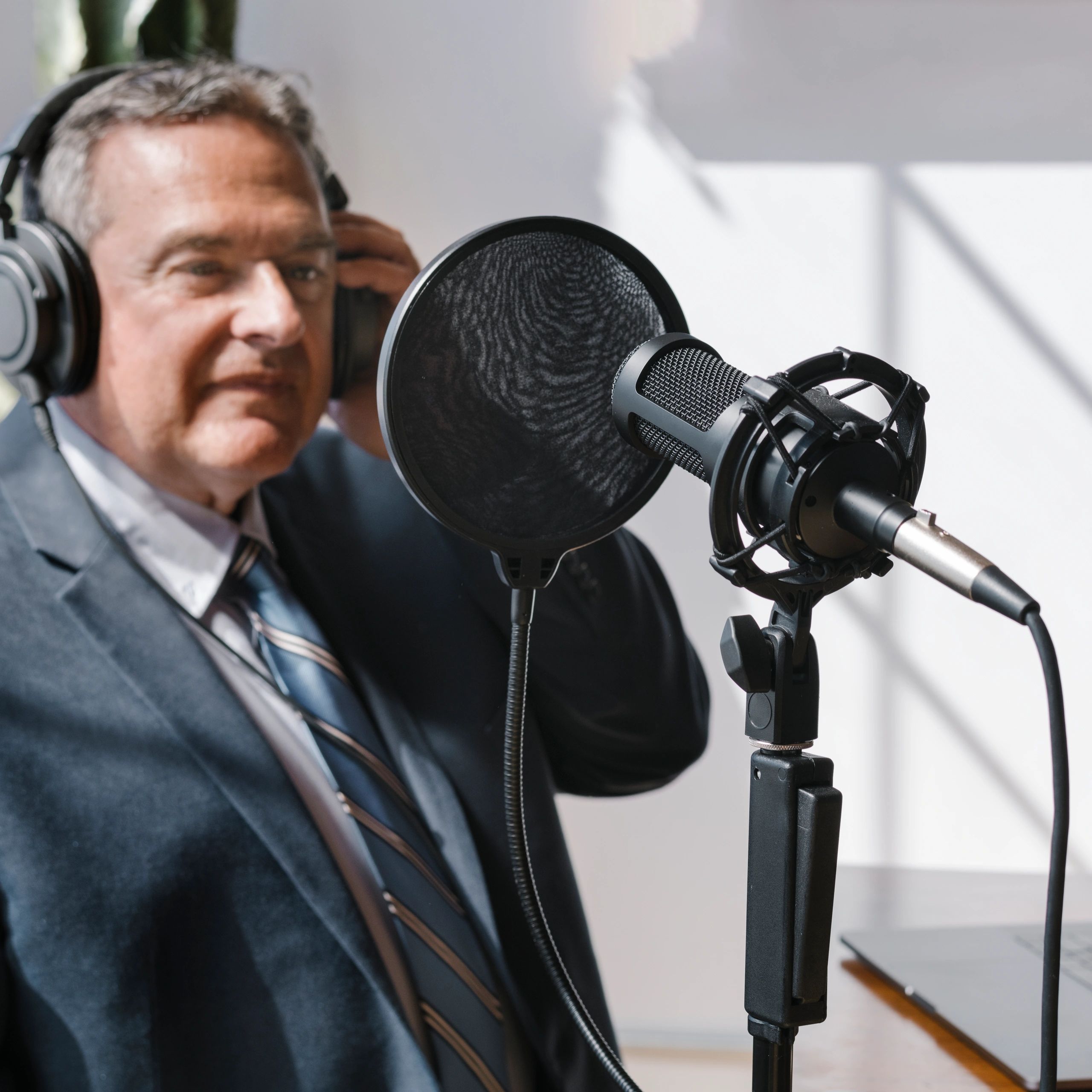 Broadcast professional in studio